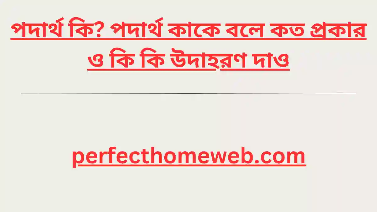 পদার্থ কি পদার্থ কাকে বলে কত প্রকার ও কি কি উদাহরণ দাও